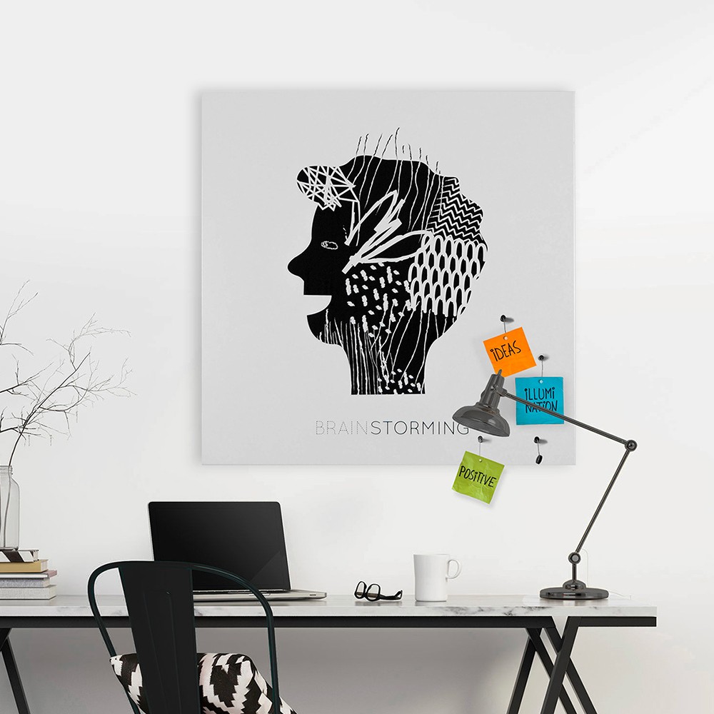 Tableau magnétique carré 80x80cm bureau moderne Brainstorming Big