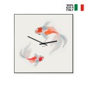 Horloge murale style japonais design moderne poissons Koi Vente