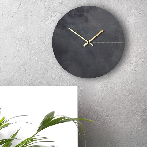 Horloge murale noire et or design moderne minimaliste ronde Black Moon Promotion
