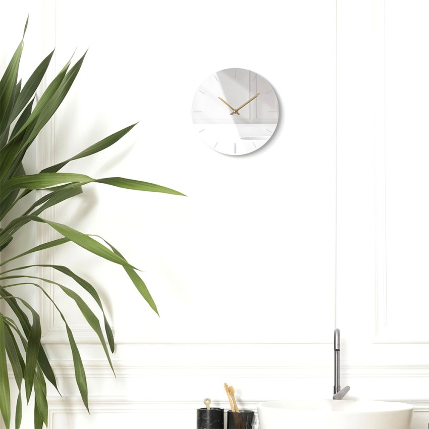 Horloge murale ronde miroir design moderne doré Precious Promotion