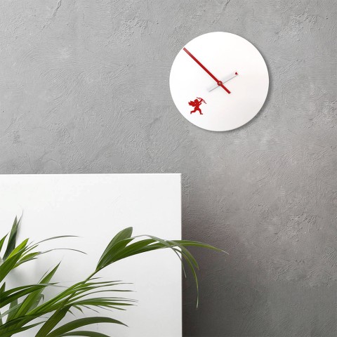 Horloge murale design moderne ronde cœur amour Cupido Promotion