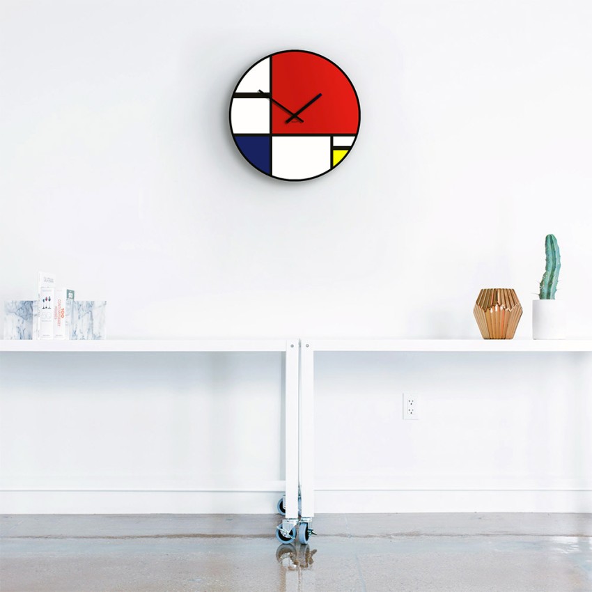 Horloge murale design moderne art contemporain ronde Mondrian Promotion Horloge murale design moderne art contemporain ronde Mondrian Promotion