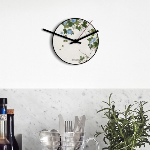 Petit horloge murale ronde design moderne Nature Fiori Blu Promotion