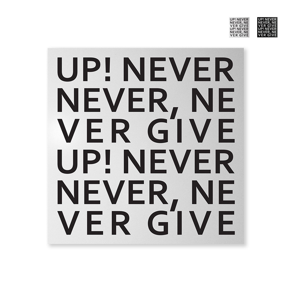 Tableau magnétique design moderne carré 50x50cm bureau Never Give Up