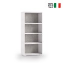 Bibliothèque bureau design moderne studio salon 4 compartiments blanc gris Vente