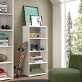 Bibliothèque bureau design moderne studio salon 4 compartiments blanc gris Promotion