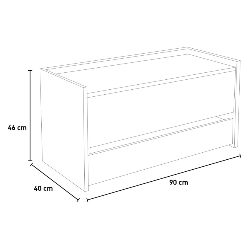 Coffre rangement 1 tiroir 80L Dimensions 800 x 700 x 270 mm Plateau fixe