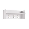 Porte-manteau mural d'entrée design moderne blanc 3 crochets avec étagère Offre