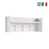 Porte-manteau mural d'entrée design moderne blanc 3 crochets avec étagère Vente