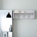 Porte-manteau mural d'entrée design moderne blanc 3 crochets avec étagère Promotion
