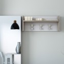 Porte-manteaux mural en bois blanc avec étagère et 3 crochets Promotion