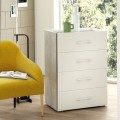 Commode chambre 4 tiroirs gris blanc design moderne Promotion