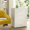 Commode chambre 4 tiroirs gris blanc design moderne Promotion