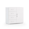 Commode pour chambre à coucher buffet 4 tiroirs design blanc et gris Offre