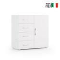 Commode pour chambre à coucher buffet 4 tiroirs design blanc et gris Vente