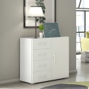 Commode pour chambre à coucher buffet 4 tiroirs design blanc et gris Promotion