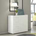 Commode pour chambre à coucher buffet 4 tiroirs design blanc et gris Promotion