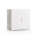 Buffet moderne gris et blanc avec 4 tiroirs et portes Offre