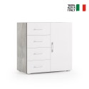 Buffet moderne gris et blanc avec 4 tiroirs et portes Vente