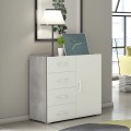 Buffet moderne gris et blanc avec 4 tiroirs et portes Promotion