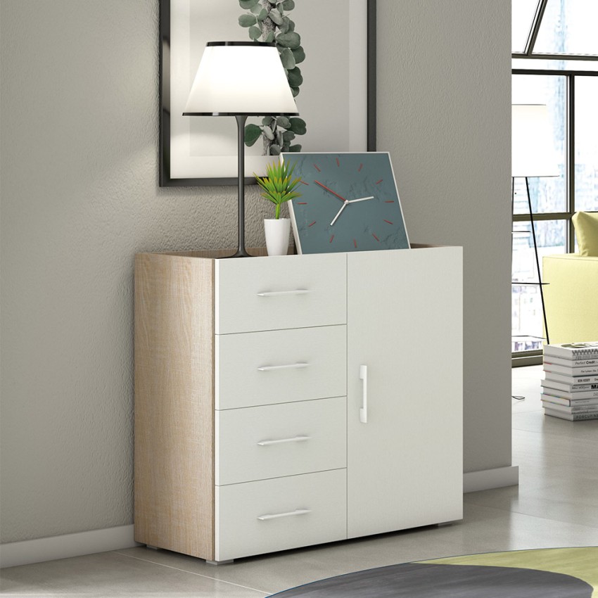 Commode design chambre à coucher 4 tiroirs bois blanc Promotion Commode design chambre à coucher 4 tiroirs bois blanc Promotion