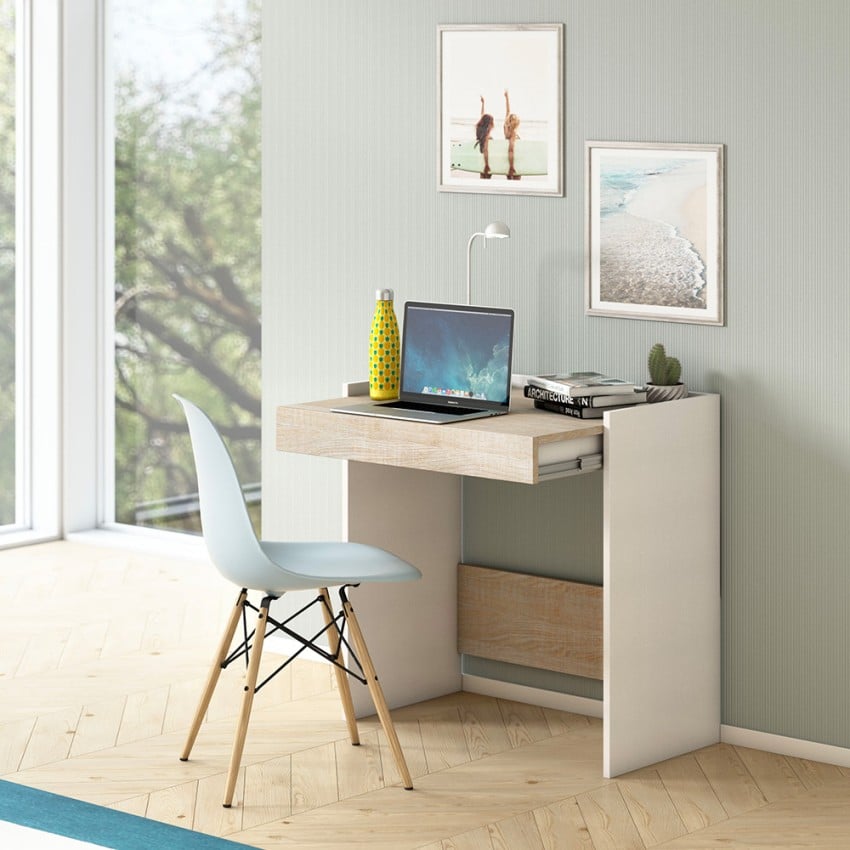 Bureau D'étude Et De Travail À Domicile 80x40 Avec Tiroir Moderne Home Desk