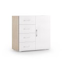 Commode design chambre à coucher 4 tiroirs bois blanc Offre