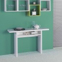 Table console extensible bureau en bois blanc 120x35-70cm Oplà Réductions