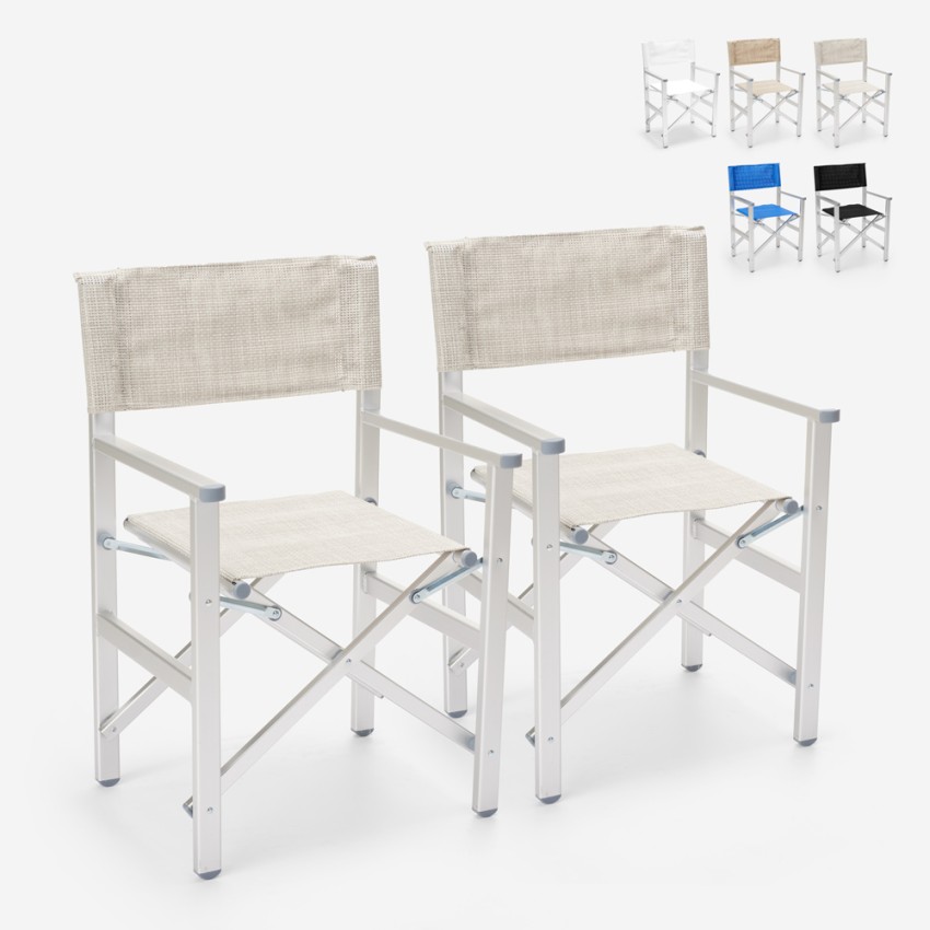 2 Chaises de plage pliantes portables en textilène aluminium Regista Gold Promotion