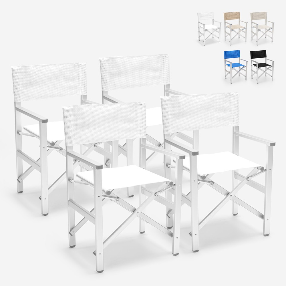4 chaises de plage pliables portables textilène aluminium Regista Gold