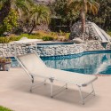 2 Bains de soleil de jardin transats piscine pliants en aluminium Gabicce Gold 