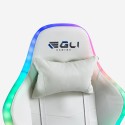 Chaise de jeu blanc fauteuil de massage ergonomique inclinable à LED Pixy Plus Dimensions