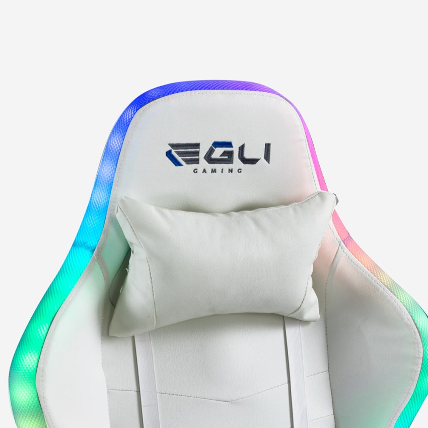 Fauteuil gamer blanc fauteuil led ergonomique inclinable avec coussin pixy  Egli - Conforama