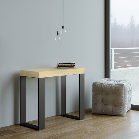 Table à manger console design extensible 90x40-300cm bois Tecno Nature