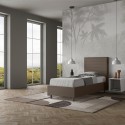 Lit simple 90x200 avec rangement tête de lit chambre enfants moderne Focus S1 