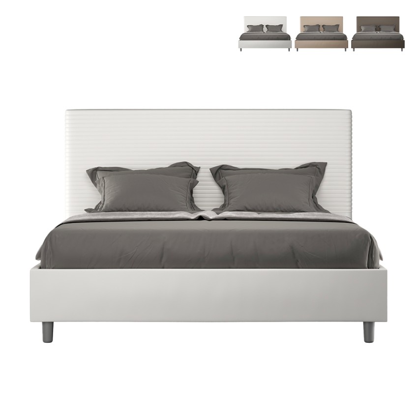 Lit double avec coffre 160x190 simili cuir design moderne Focus M Promotion