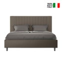 Lit double 160x200 avec rangement simili-cuir moderne Goya M1 Modèle