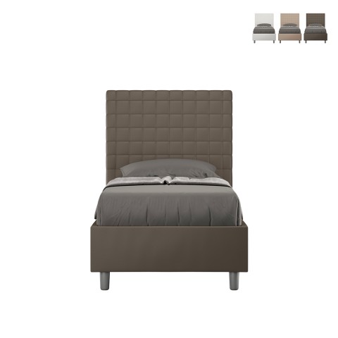 Lit simple avec rangement 100x200 sommier chambre Sunny S2 Promotion