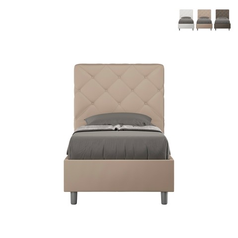 Lit simple rembourré avec rangement 90x200 chambre enfants Priya S1 Promotion