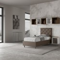 Lit simple rembourré avec rangement 90x200 chambre enfants Priya S1 Dimensions