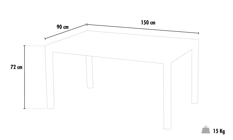 Table rectangulaire en Poly rotin bar cafè bistrot hotel 150x90